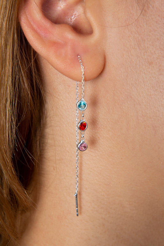 Women's Colored Stone Model 925 Sterling Silver Earrings