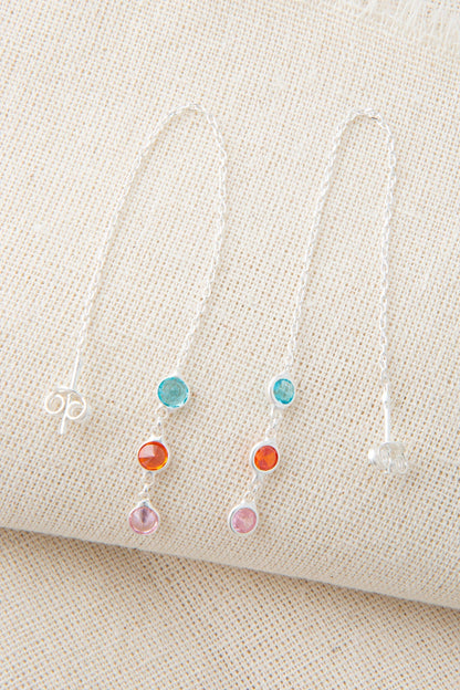 Women's Colored Stone Model 925 Sterling Silver Earrings