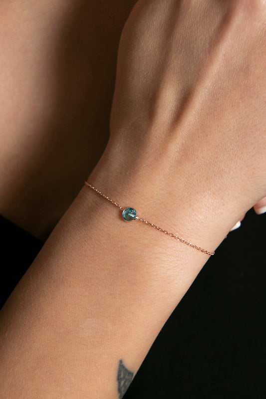 Women's Single Stone Model 925 Sterling Silver Bracelet