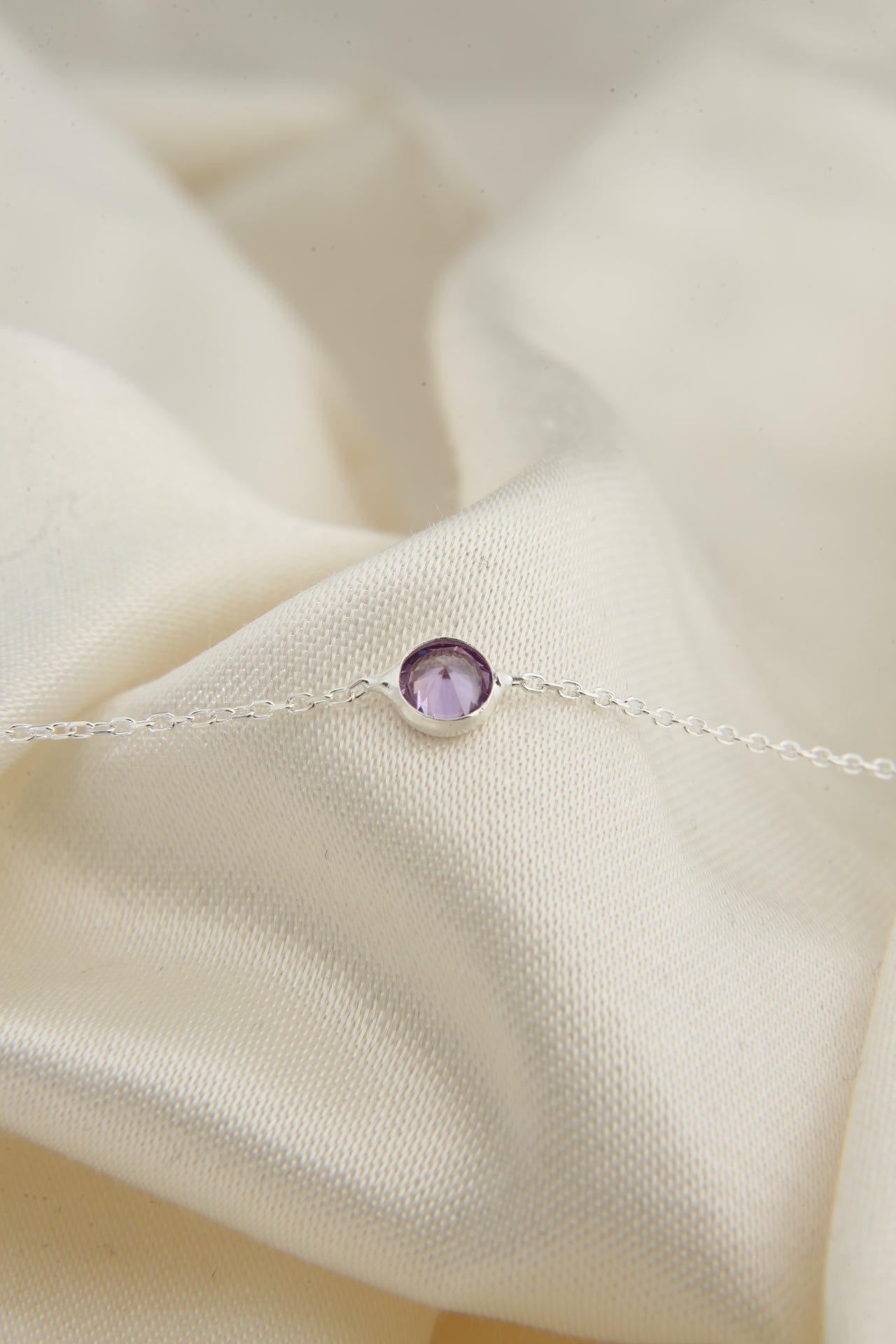 Women's Single Stone Model 925 Sterling Silver Bracelet
