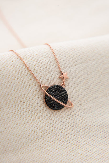 Women's Rose Gold 925 Sterling Silver Planet Necklace