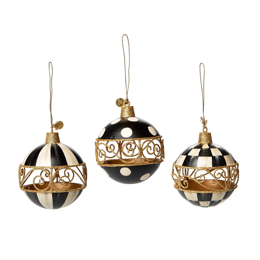 Black Filigree Ornaments - Set of 3