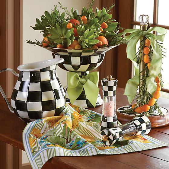 MacKenzie-Childs Courtly Check Wood Paper Towel Holder Kitchen Mackenzie Childs 