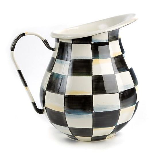 MacKenzie-Childs Courtly Check Enamel Pitcher Kitchen Mackenzie Childs 