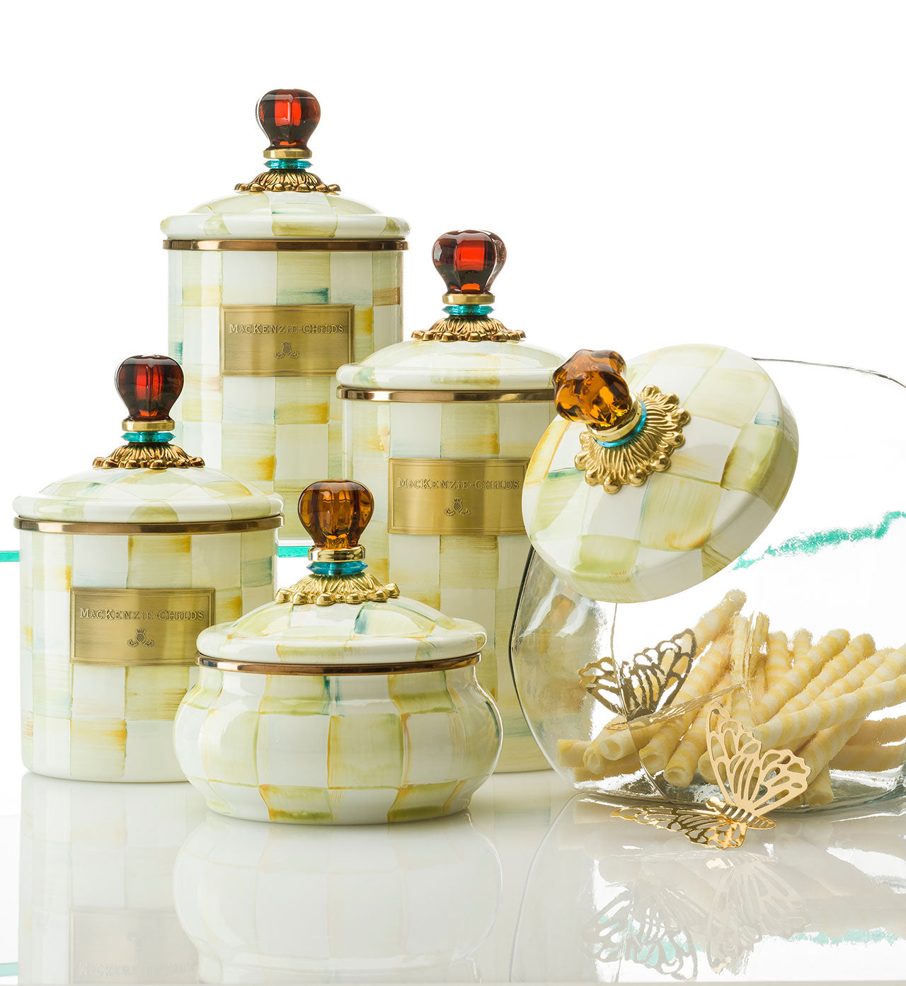 MacKenzie-Childs Parchment Check Cookie Jar