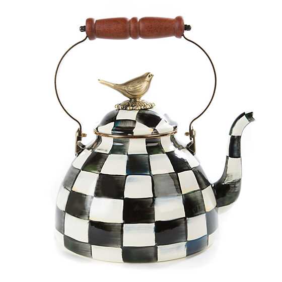 MacKenzie-Childs Courtly Check Tea Kettle with Bird